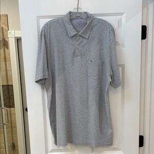 Vineyard Vines Gray and White Striped Polo Shirt